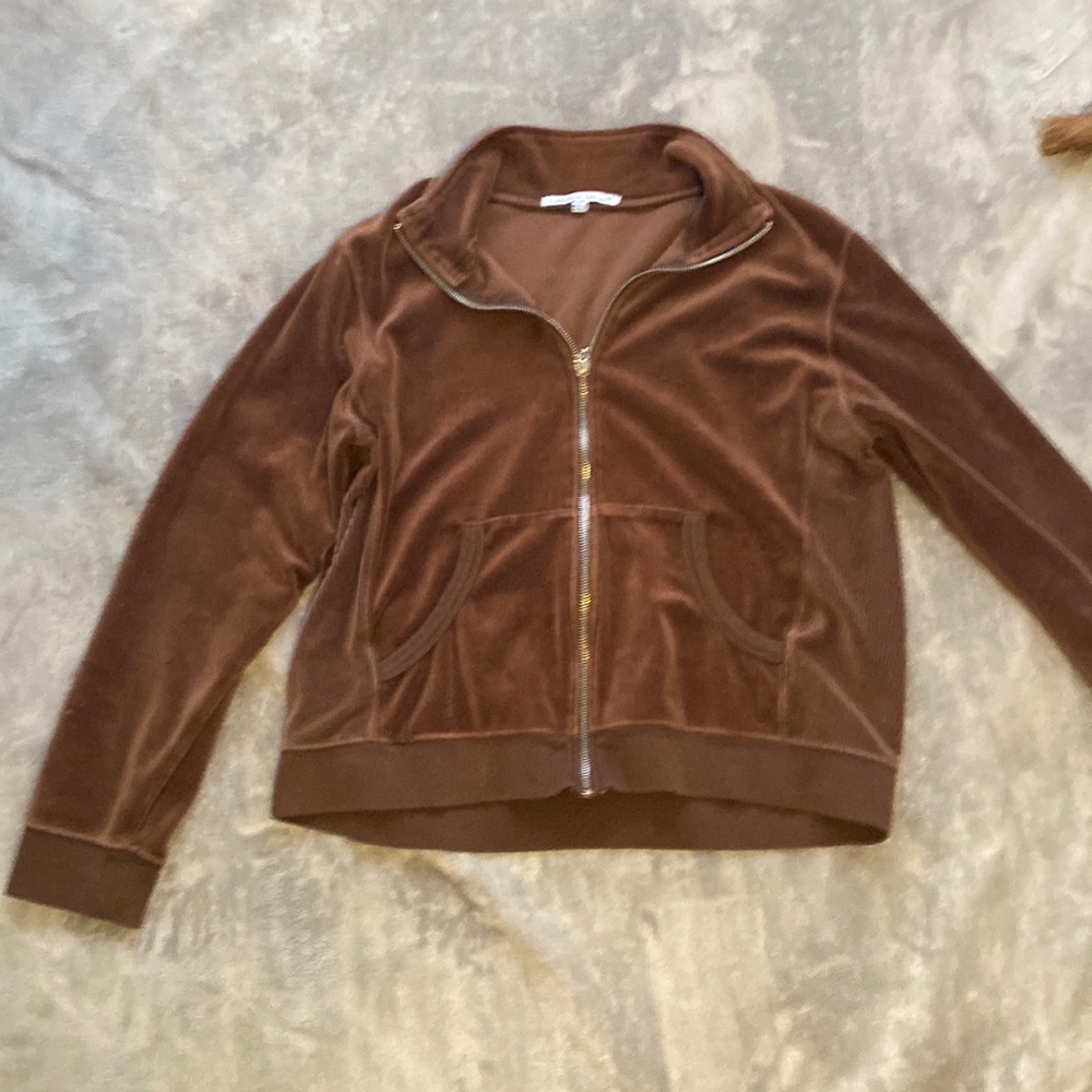 Brown Velvet Zip Up